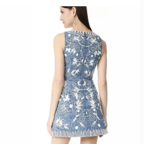 Alice + Olivia Floral Embroidered Denim Dress size 2 - Picture 12 of 15